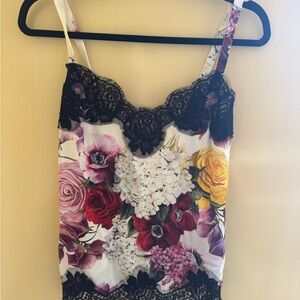 Dolce & Gabbana Floral Lace Trim Crop Top – Size IT 40 (US 4)